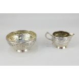 A Victorian Scottish silver cream jug and matching sugar bowl, maker James Rettie & Son, Edinburgh