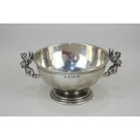 A Victorian silver bowl, maker A & J Zimmerman Ltd, Birmingham 1900, the pedestal bowl with twin