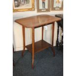 An inlaid rosewood side table cut corner rectangular top with undershelf, 60cm