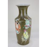 A large Chinese porcelain vase depicting the eight mortals of the Taoist Pantheon, on brown