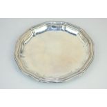 A German 800 silver waiter with scalloped border, 3.5oz, 17.5cm diameter