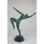 After Clemente Spampinato, a bronzed metal figure of a dancer with leg and arms outstretched, on