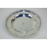 A Victorian silver plate, maker Lambert & Co, London 1899, 25cm diameter, 18oz