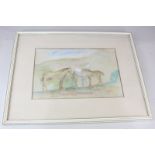 Ronald Ossory Dunlop (1894-1973), sketch depicting three horses, watercolour, faintly signed, 21cm