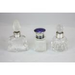 A George V silver and purple enamel lidded scent bottle, maker William Henry Sparrow, Birmingham