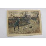 H H James (early 20th century), rural scene, huntsman returning home with his hounds, watercolour,