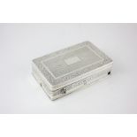 A George III silver musical snuff box, rectangular shape with engraved decoration, clockwork