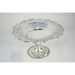 A George V silver tazza, maker Atkin Brothers, Sheffield 1919, with pierced floral scroll and