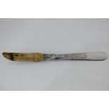 A Scottish silver plate mounted deer's foot letter opener, the blade marked Aitchison, 31cm long