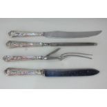 A matched George VI silver handled King's pattern carving set, maker HB, Sheffield 1938 and 1939,