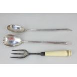 A pair of George V silver salad servers, maker William Hutton Sons Ltd, London 1910, monogrammed,