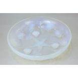 A French Lalique style opalescent moulded glass bowl depicting sea creatures, 25cm diameter