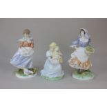 A pair of Royal Worcester Old Country Ways limited edition porcelain figurines, 'Rosie Picking