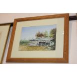 John Wingate (20th/21st century), derelict barn, trees beyond, watercolour, signed and dated 06,