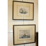 Two 19th century coloured engravings depicting nautical scenes; 'Yachts off Cowes' and 'The Petrel',