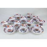 A Victorian Amherst porcelain tea set for six, Japan pattern No 824, in the Imari palette,