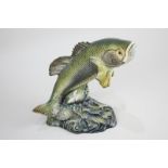 A Beswick porcelain model of a black bass (1485), 15cm high (a/f - two repaired fins)