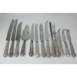 A matched George VI silver handled King's pattern carving set, maker HB, Sheffield 1938 and 1939,