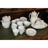 A Spode porcelain part tea and coffee set in the Brussels pattern, with teapot, coffee pot, seven