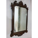 A Georgian style mahogany fret cut wall mirror, mirror plate 49cm by 30.5cm