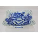 A Victoria Ware ironstone blue and white dish, rectangular form, with shaped border, on circular