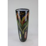 A large Venetian glass vase in bright colours on black ground and gilt inclusions, 45.5cm high