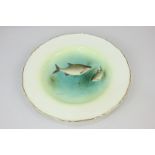 A Royal Worcester porcelain cabinet plate depicting bream, signed H Ayrton, titled verso, circa