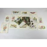 A small collection of World War I sweetheart postcards to include embroidered, colour, and black and