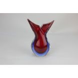 A Murano Sommerso glass vase, probably after Flavio Poli, of ovoid form with flared neck, in red and