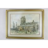 L M Watts (20th century), Rothersthorpe Church, watercolour, signed, dated 1910 to verso, 11.5cm