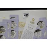 Coins: Silver, Royal Mint Golden Wedding proof, Queen Elizabeth II 1997, New Zealand $20, Cayman $2,