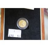 Numismatics: Gold George I quarter guinea 2grams 1718, minor circulation wear, with certificate of