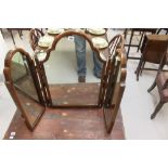 19th cent. Mahogany dressing table triptych mirror with arched shaped top central mirror.