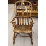 19th cent. Beech Windsor style chair, a/f.