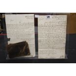 Royal Navy: Hand-written letter from the Office of Ordnance in 1739 relating to HMS Adventure, a