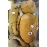 20th cent. Toys: Teddy Bear, well-loved with brown glass eyes in need of repair 24ins. a worn mohair