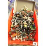 Ellis Family Archive: Diecast farm animals, tractors, etc. Some Britains, playworn - 1 tray. Plus