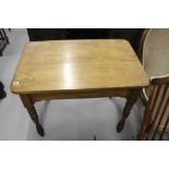 19th cent. Mahogany kitchen table with single drawer on tapering supports. 23ins. x 36ins.