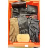 Fashion: Dents and other ladies and gent's leather gloves and wallets. (Tray not included).