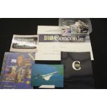 Concorde: Concorde flight certificate for R.L. Martin New York to London 1982. A menu, postcard x 2,