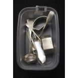 Hallmarked Silver: Spoons - teaspoons Dublin, sugar spoon Edinburgh, butter knife, etc. (5