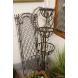 20th cent. Garden wrought iron work climbing frames, baskets, dividers etc.