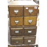 20th cent. Oak card index file, 1 x 4 drawers, 2 x 2 drawers.