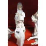 20th cent. Ceramics: Lladro 'Girl with Calla Lilies' 1969-98, plus 'Young Girl with Basket wearing a
