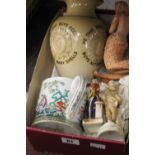 19th/20th cent. Ceramics: Doulton stoneware jug "He that buys flesh buys bones" a/f. Terracotta