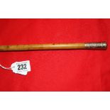 Military: Swagger stick from O.T.C. Winchester College, white metal top, brass finial, ash cane.