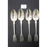 Hallmarked Silver: Dessert spoons, London 1852, maker George W. Adams. (4 spoons) 5ozs.
