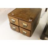 Pre-war oak four drawer set of card index file drawers 15ins x 15½ins plus early 20th cent. oak 2