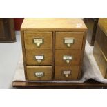 20th cent. Oak card index file 1 x 6 drawers.