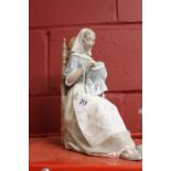 20th cent. Ceramics: Lladro figurine 'woman sitting in a chair doing needlework', Retired 4865,